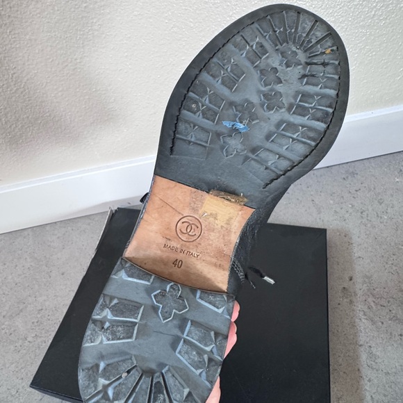 CHANEL Black Leather Lace-Up Boots - Picture 8 of 8